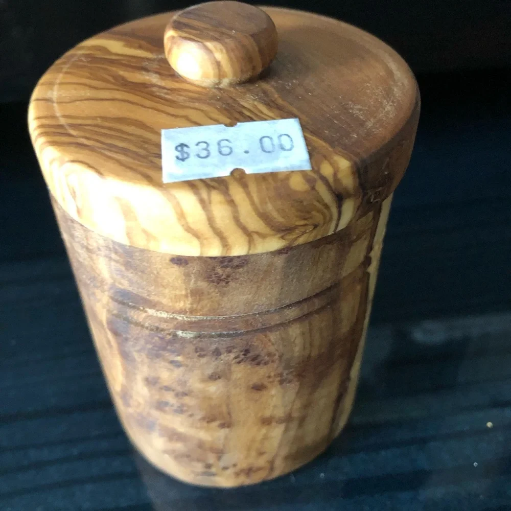 NATURAL OLIVE WOOD HONEY JAR